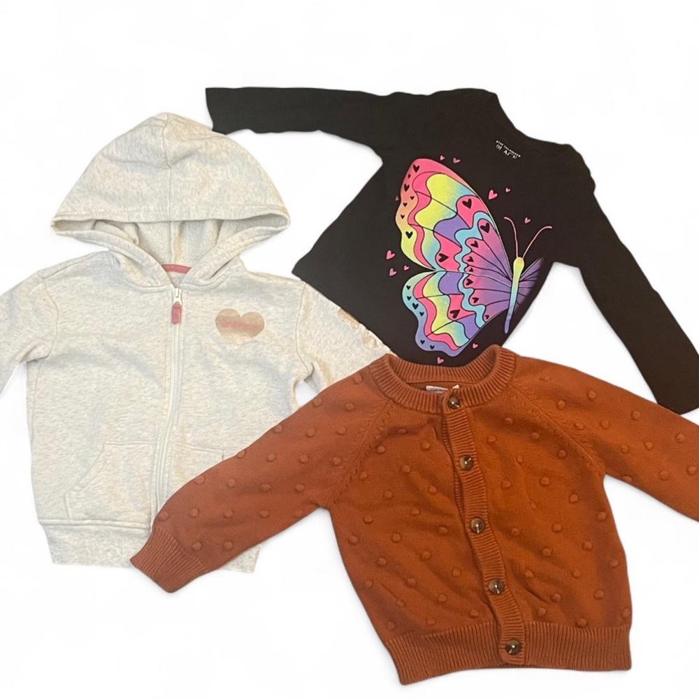 3 Piece Girls 2T Bundle: 2 Sweaters + 1 Long Sleeve